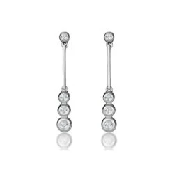 Diamond Drop Earrings 18K White Gold Rubover