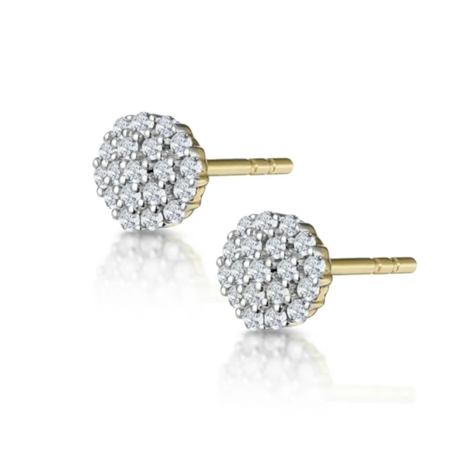 Cluster Earrings 0.25ct Diamond 9K Yellow Gold 2 Cluster Earrings 0.25ct Diamond 9K Yellow Gold - Image 2