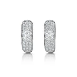 Huggie Earrings Lab Diamond Pave Set 0.33ct In 925 Silver