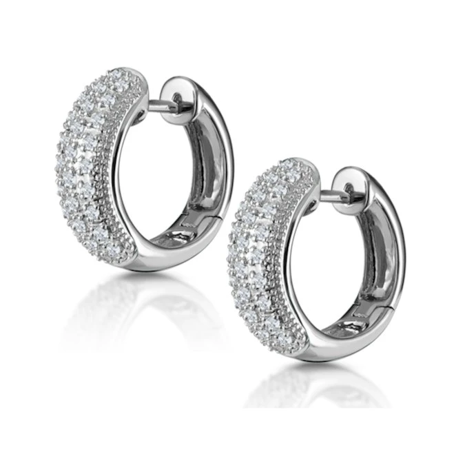 Huggie Earrings 0.33ct Diamond 9K White Gold 2 Huggie Earrings 0.33ct Diamond 9K White Gold - Image 2