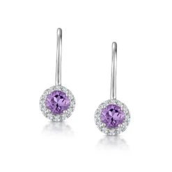 Amethyst 0.57CT And Diamond 9K White Gold Earrings
