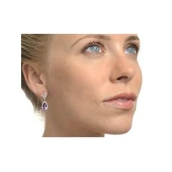 Amethyst 2.47CT And Diamond 9K White Gold Earrings -The Diamond Store F2025h
