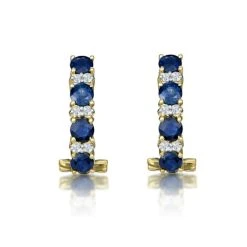 Sapphire 1.45CT And Diamond 9K Yellow Gold Earrings -The Diamond Store F2096