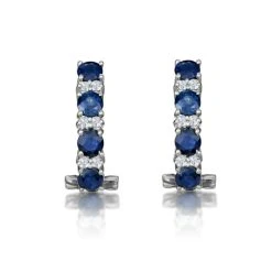 Sapphire 1.45CT And Diamond 9K White Gold Earrings -The Diamond Store F2097