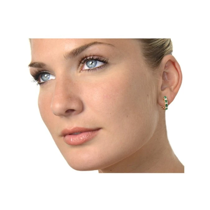 Emerald 1.10CT And Diamond 9K Yellow Gold Earrings 2 Emerald 1.10CT And Diamond 9K Yellow Gold Earrings - Image 2