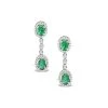 Emerald 4 X 6mm And Diamond 9K White Gold Earrings H4482