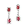 Ruby 0.55CT And Diamond 9K White Gold Earrings H4483