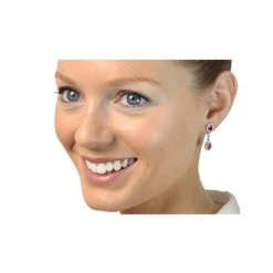 Ruby 0.55CT And Diamond 9K White Gold Earrings H4483 -The Diamond Store F2261h