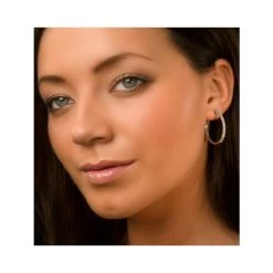 Hoop Earrings 30mm Diamond And 9K White Gold H4569 -The Diamond Store F2347h