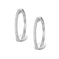 Hoop Earrings 30mm Diamond And 9K White Gold H4569