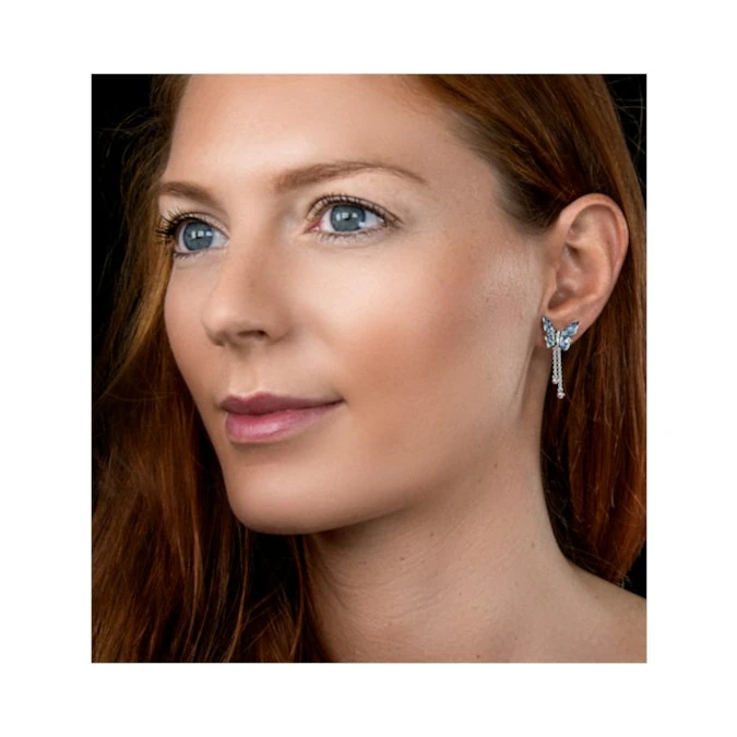 Stellato Collection Sapphire Butterfly Diamond Earrings 9K White Gold 2 Stellato Collection Sapphire Butterfly Diamond Earrings 9K White Gold - Image 2