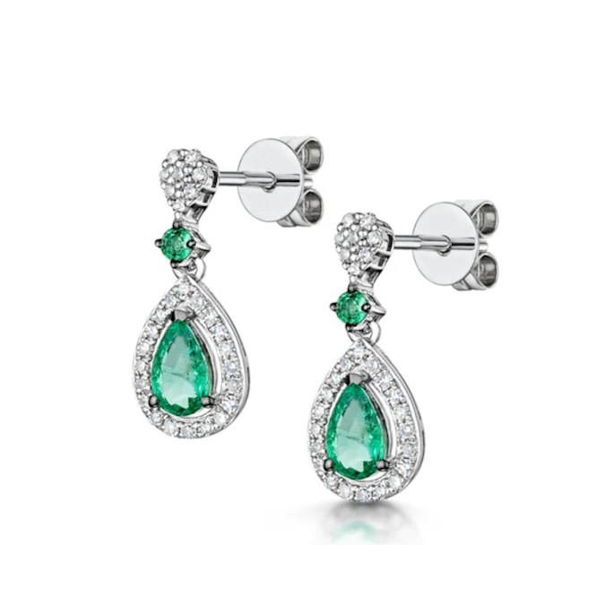 Stellato Collection Emerald And Diamond Earrings 0.18ct 9K White Gold 3 Stellato Collection Emerald And Diamond Earrings 0.18ct 9K White Gold - Image 3