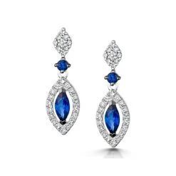 Stellato Collection Sapphire And Diamond Earrings 0.18ct 9K White Gold