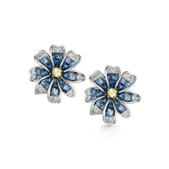 Sapphire Yellow Sapphire And Diamond Stellato Earrings 9K White Gold
