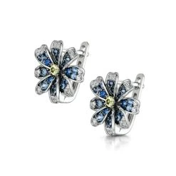 Sapphire Yellow Sapphire And Diamond Stellato Earrings 9K White Gold 7 Sapphire Yellow Sapphire And Diamond Stellato Earrings 9K White Gold -The Diamond Store F2387s