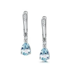 Stellato Blue Topaz And Diamond Earrings 0.03ct In 9K White Gold