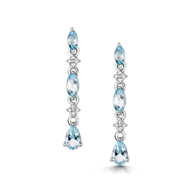 Stellato Collection Blue Topaz And Diamond Earrings In 9K White Gold 1 Stellato Collection Blue Topaz And Diamond Earrings In 9K White Gold