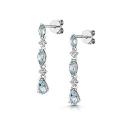Stellato Collection Blue Topaz And Diamond Earrings In 9K White Gold 8 Stellato Collection Blue Topaz And Diamond Earrings In 9K White Gold -The Diamond Store F2401s