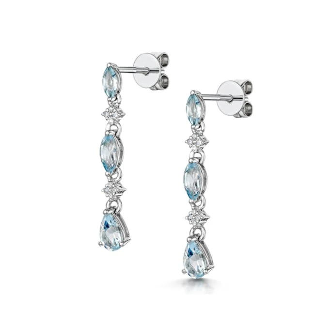 Stellato Collection Blue Topaz And Diamond Earrings In 9K White Gold 3 Stellato Collection Blue Topaz And Diamond Earrings In 9K White Gold - Image 3
