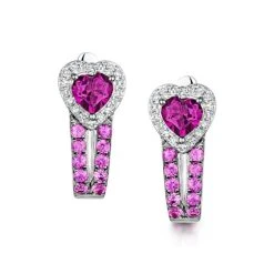 Rhodolite Pink Sapphire And Diamond Stellato Earrings In 9K White Gold