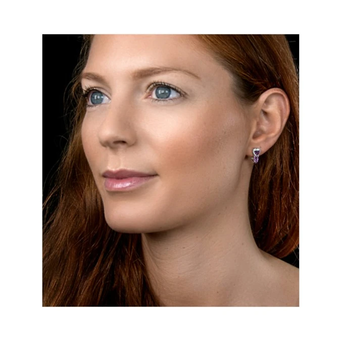 Rhodolite Pink Sapphire And Diamond Stellato Earrings In 9K White Gold 2 Rhodolite Pink Sapphire And Diamond Stellato Earrings In 9K White Gold - Image 2