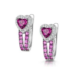 Rhodolite Pink Sapphire And Diamond Stellato Earrings In 9K White Gold 8 Rhodolite Pink Sapphire And Diamond Stellato Earrings In 9K White Gold -The Diamond Store F2412s