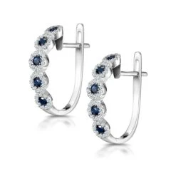 0.43ct Sapphire And Diamond Stellato Earrings In 9K White Gold -The Diamond Store F2414b