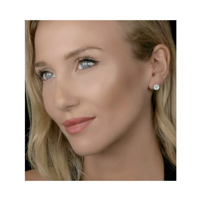 0.69ct Aquamarine And Diamond Halo Stellato Earrings In 9K White Gold 2 0.69ct Aquamarine And Diamond Halo Stellato Earrings In 9K White Gold - Image 2