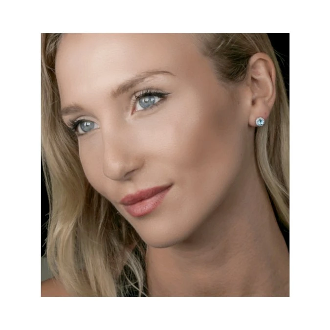 Swiss Blue Topaz And Diamond Halo Stellato Earrings In 9K White Gold 2 Swiss Blue Topaz And Diamond Halo Stellato Earrings In 9K White Gold - Image 2