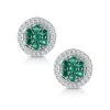 0.30ct Emerald And Diamond Stellato Earrings In 9K White Gold
