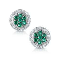 0.30ct Emerald And Diamond Stellato Earrings In 9K White Gold