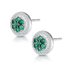 0.30ct Emerald And Diamond Stellato Earrings In 9K White Gold -The Diamond Store F2428b