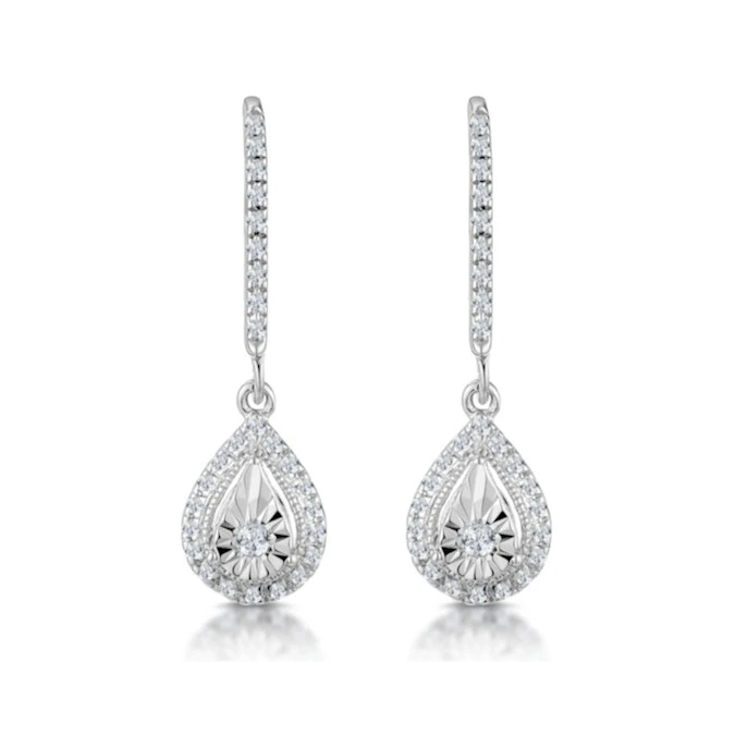 Masami Lab Diamond Pear Halo Earrings 0.20ct Pave Set In 925 Sterling Silver 1 Masami Lab Diamond Pear Halo Earrings 0.20ct Pave Set In 925 Sterling Silver