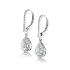 Masami Diamond Pear Halo Earrings 0.20ct Pave Set In 9K White Gold 7 Masami Diamond Pear Halo Earrings 0.20ct Pave Set In 9K White Gold -The Diamond Store F2430 02