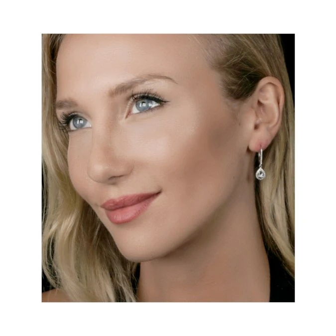 Masami Diamond Pear Halo Earrings 0.20ct Pave Set In 9K White Gold 2 Masami Diamond Pear Halo Earrings 0.20ct Pave Set In 9K White Gold - Image 2