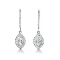 Masami Diamond Marquise Earrings 0.30ct Pave Set In 9K White Gold
