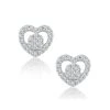 Diamond Heart Solitaire Stellato Earrings In 9K White Gold