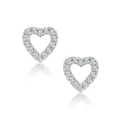 Stellato Diamond Heart Earrings In 9K White Gold