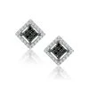 Diamond And Stellato Black Diamond Squares Earrings In 9K White Gold