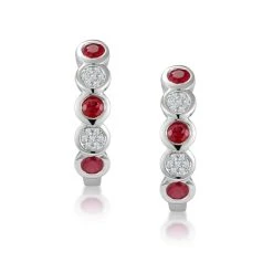 Stellato Ruby And Diamond Eternity Earrings In 9K White Gold