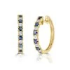 Sapphire 0.71ct And Diamond Hoop Earrings In 9K Gold