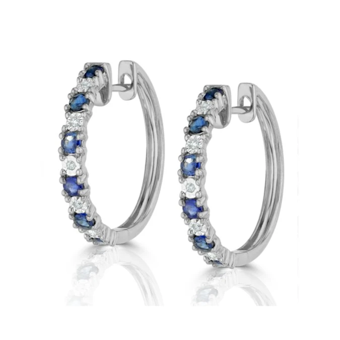 Stellato Sapphire 0.71ct And Diamond 9K White Gold Earrings 2 Stellato Sapphire 0.71ct And Diamond 9K White Gold Earrings - Image 2