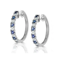 Sapphire And Lab Diamond Hoop Earrings Stellato Collection 925 Silver 7 Sapphire And Lab Diamond Hoop Earrings Stellato Collection 925 Silver -The Diamond Store F2469sw