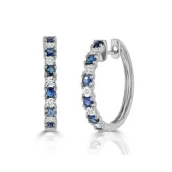 Stellato Sapphire 0.71ct And Diamond 9K White Gold Earrings