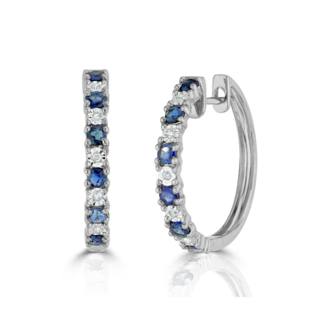 Stellato Sapphire 0.71ct And Diamond 9K White Gold Earrings 1 Stellato Sapphire 0.71ct And Diamond 9K White Gold Earrings