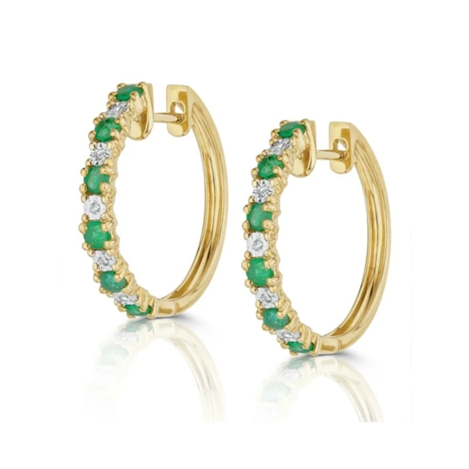 Stellato Emerald 0.63ct And Diamond 9K Gold Earrings 2 Stellato Emerald 0.63ct And Diamond 9K Gold Earrings - Image 2