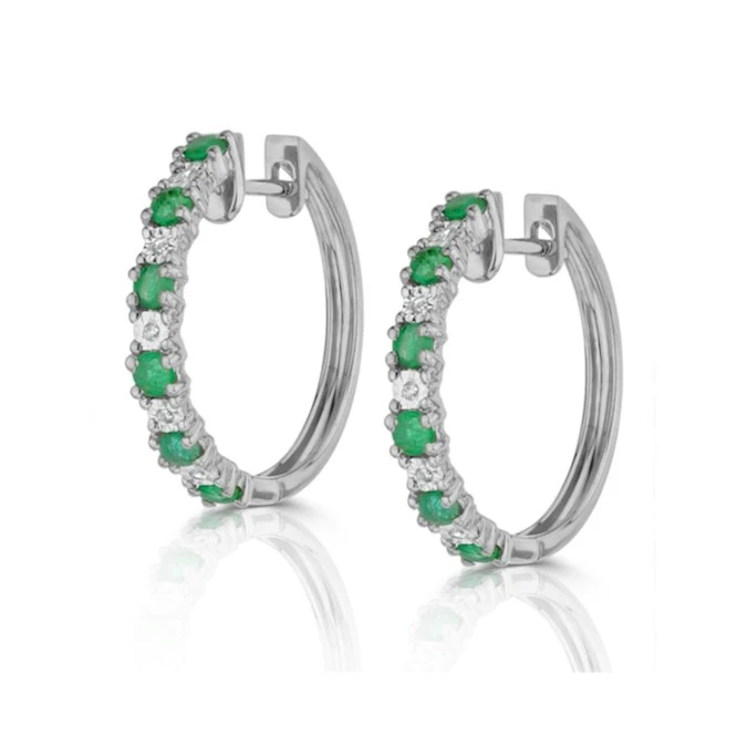 Stellato Emerald 0.63ct And Diamond 9K White Gold Earrings 2 Stellato Emerald 0.63ct And Diamond 9K White Gold Earrings - Image 2