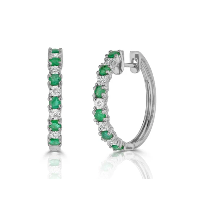 Stellato Emerald 0.63ct And Diamond 9K White Gold Earrings 1 Stellato Emerald 0.63ct And Diamond 9K White Gold Earrings