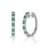 Emerald And Lab Diamond Hoop Earrings Stellato Collection 925 Silver