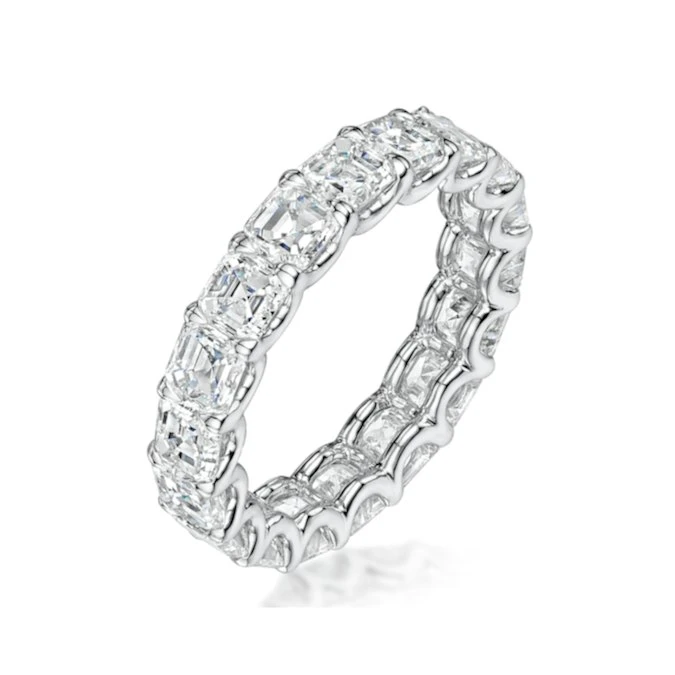 Elisa Diamond Eternity Ring Asscher Cut 4.32ct VVs Platinum Size O-W 1 Elisa Diamond Eternity Ring Asscher Cut 4.32ct VVs Platinum Size O-W